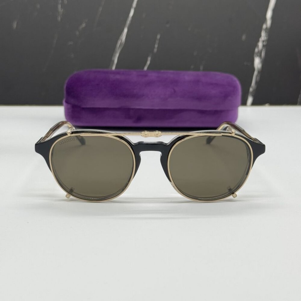 NEW GUCCI GG1212S 002 SUNGLASSES MEN ROUND BLACK EYEWEAR - Picture 4 of 16